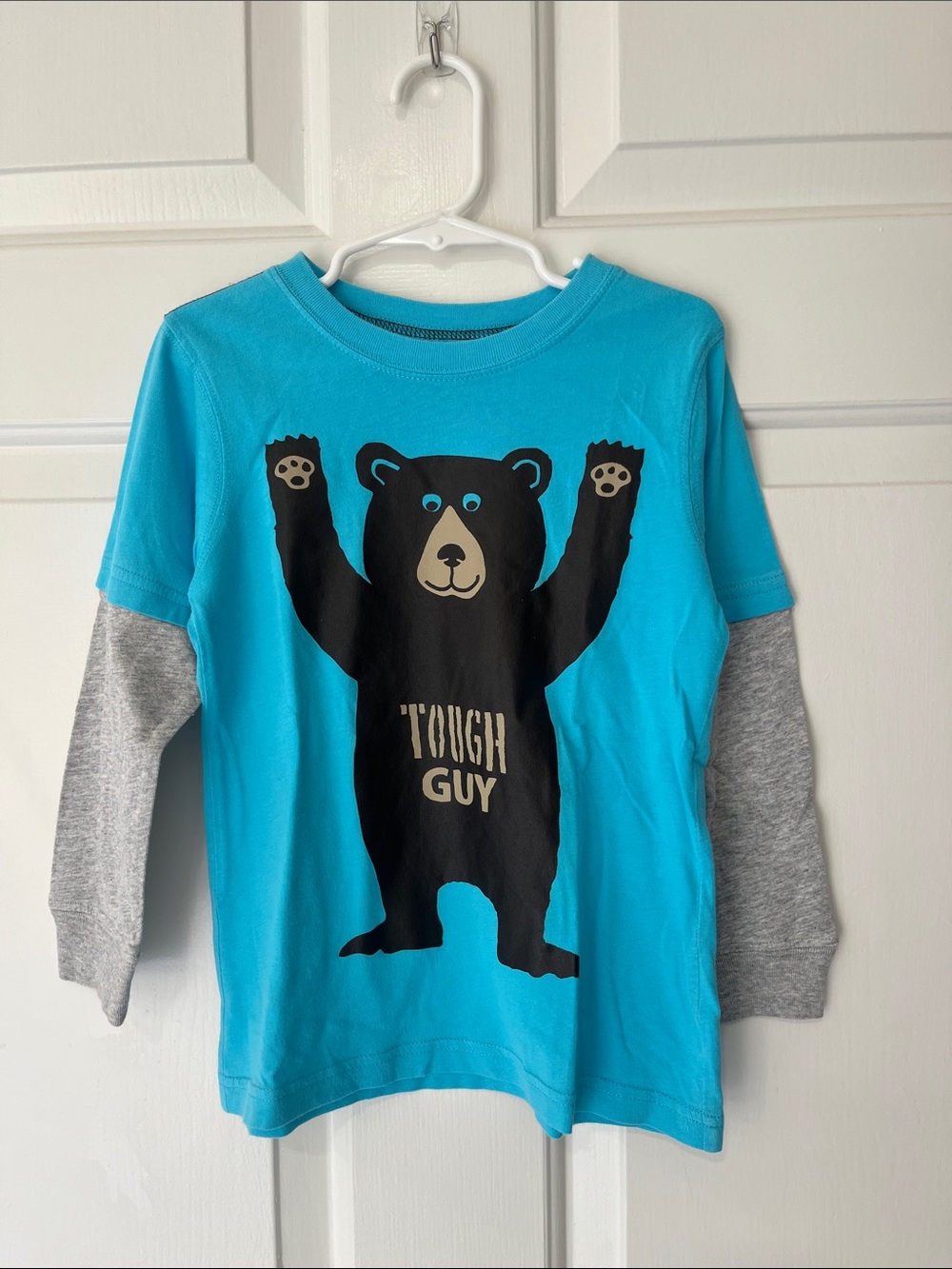 Carter's Turquoise Layered-Look 'Tough Guy' Bear Long Sleeve Tee